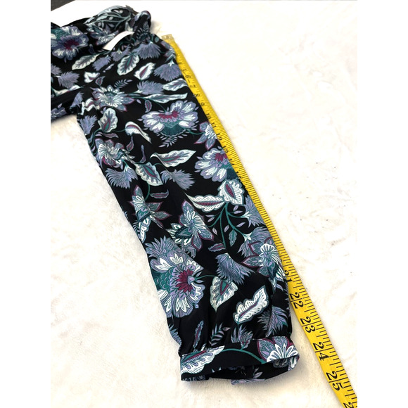 LOFT Women’s Floral Leaf Print Maxi Dress Sz 6 V-Neck Long Sleeve Slit Front NEW - Picture 5 of 10